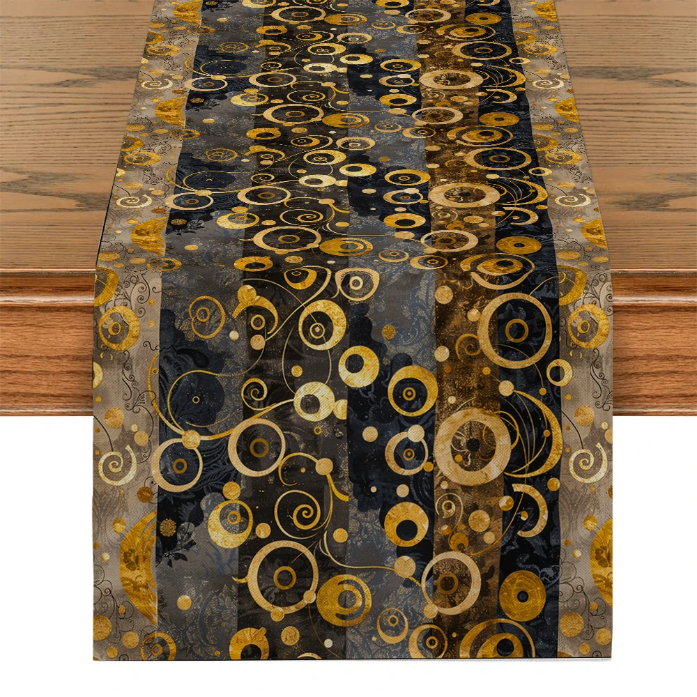 Retro Abstract Gustav Klimt Table Runners Kitchen Table Decoration Washable Dining Table Runner Wedding Party Decorations