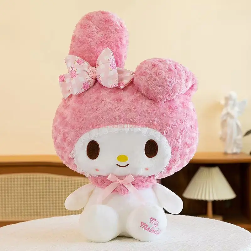 الوردي سانريو مرحبا كيتي Kawaii روز بلدي ميلودي ألعاب من نسيج مخملي أنيمي الكرتون أنيمي كبيرة الحجم لينة محشوة دمية وسادة هدايا أعياد ميلاد للأطفال