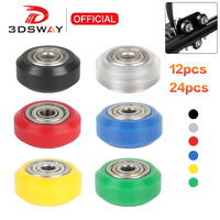 3DSWAY 12/24pcs POM Pulley Wheel With 625ZZ High Speed Bearing Plastic Idler Big V-Slot CNC Gear 3D Printer Parts CR10 Ender 3