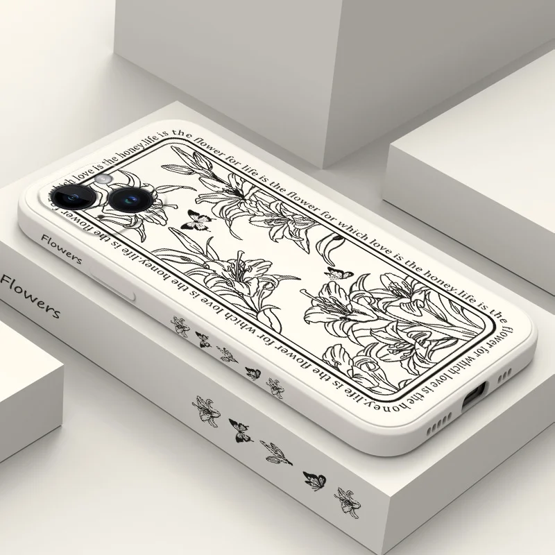 

Line Lily Phone Case For iPhone 16E 16 15 14 13 12 11 Plus Pro Max Mini X XR XS Plus Cover