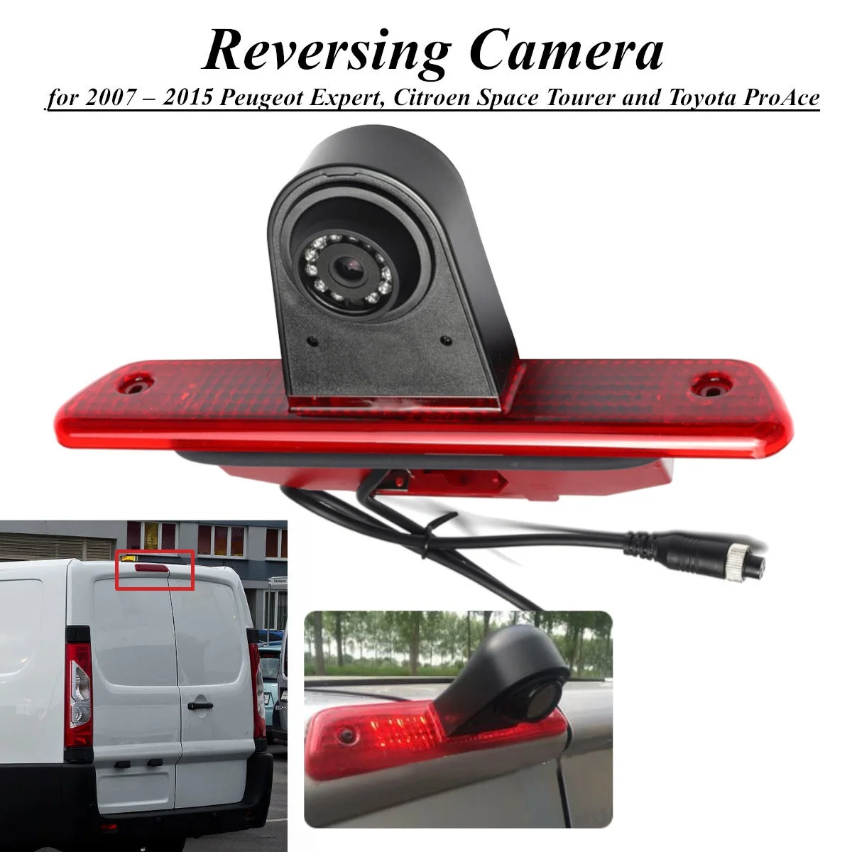 HD 720P Brake Light Camera for Fiat Scudo/Peugeot Expert/Citroen SpaceTourer/Toyota ProAce, Rear View Reversing Backup Camera
