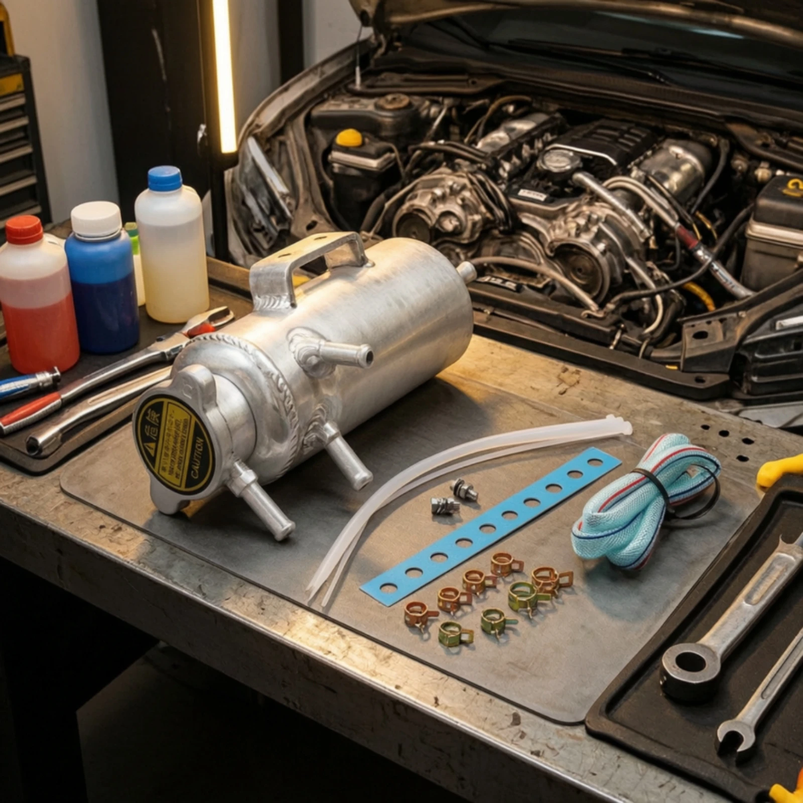 Coolant Collection Tank Heavy-Duty Coolant Reservoir Cooling System Heat Exchanger Overflow Bottle Easy to Install Cooling