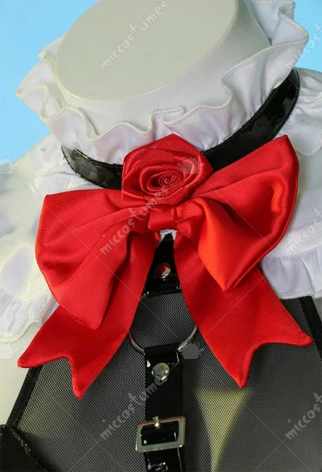Miccostumes Womens Anime Marie Cosplay Costume Maid Cosplay Gothic Bodysuit and Thigh Socks with Headdress