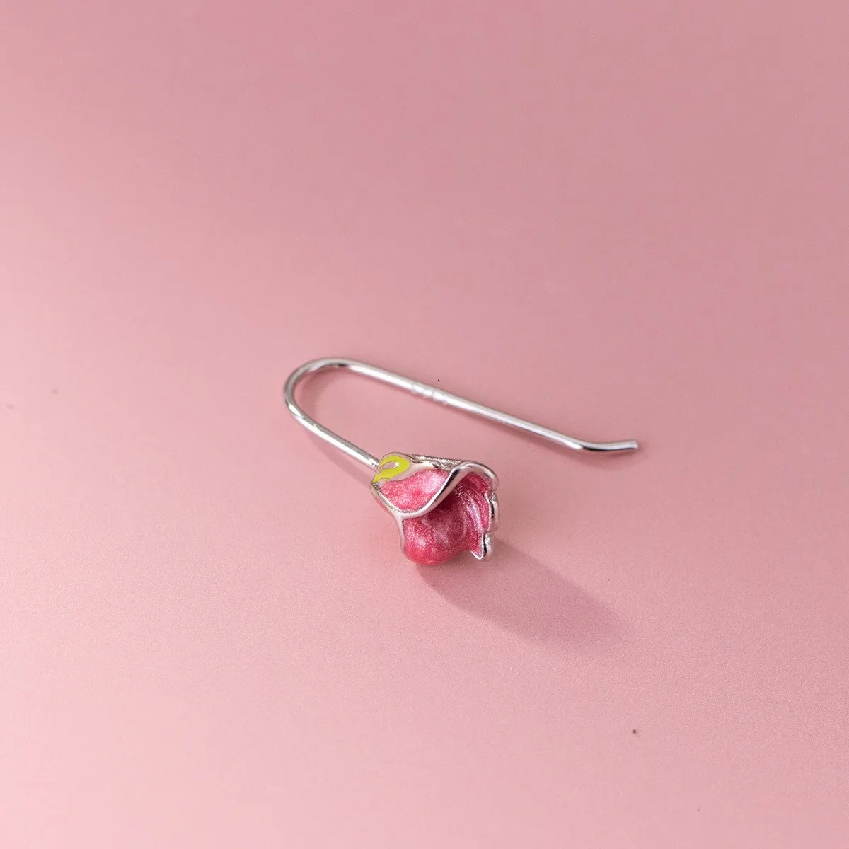 New Fashion Gentle Pink Creative Tulip Ear Hook 925 Sterling Silver Personality Sweet Flower Exquisite Earrings  TYB283