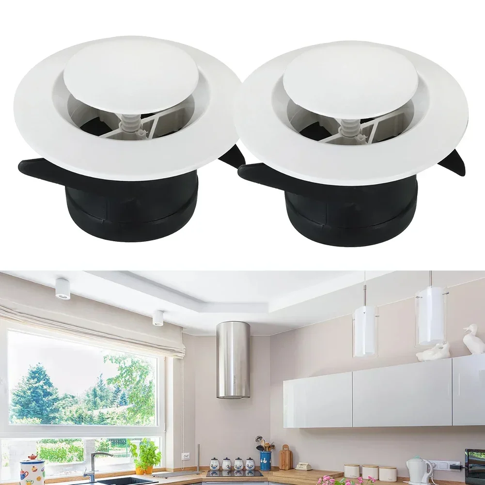 2pcs 3 Inch Round Air Vent Adjustable Ceiling Diffuser Grill Louver Soffit Vent ABS Plastic Diameter 120mm Height 65mm Home