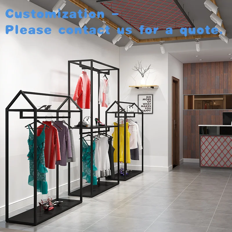 

custom.Kainice Clothing Store Counter Design Stainless Steel Veneered Mdf Clothes Display Racks Garment Store