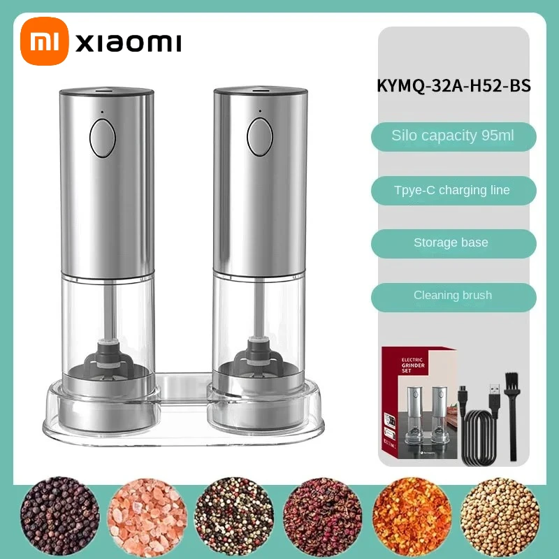 

Xiaomi USB Rechargeable Salt Grinder Peppers Spices Mill Adjustable Coarseness Mills Electric Salt and Pepper Grinder Set