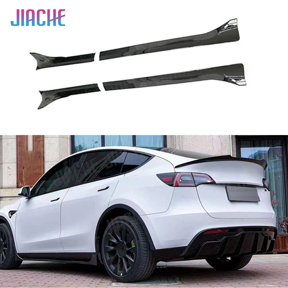 

Side Skirts Extension for Tesla Model Y 2021+ Carbon fiber ABS Body Panel Lip Splitter Winglet Aprons Body Kit