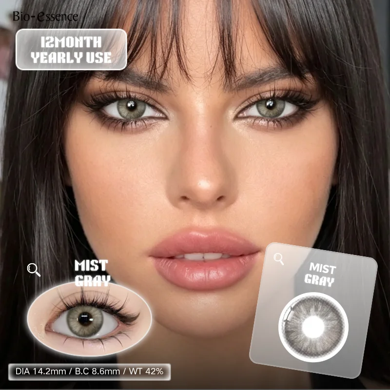 Bio-essence Farbige Kontaktlinsen Blaue Farbige Pupillen Natürlicher Look Braune Augenlinsen Graue Linsen Kosmetik für Frauen Schönheit Jahreslinsen