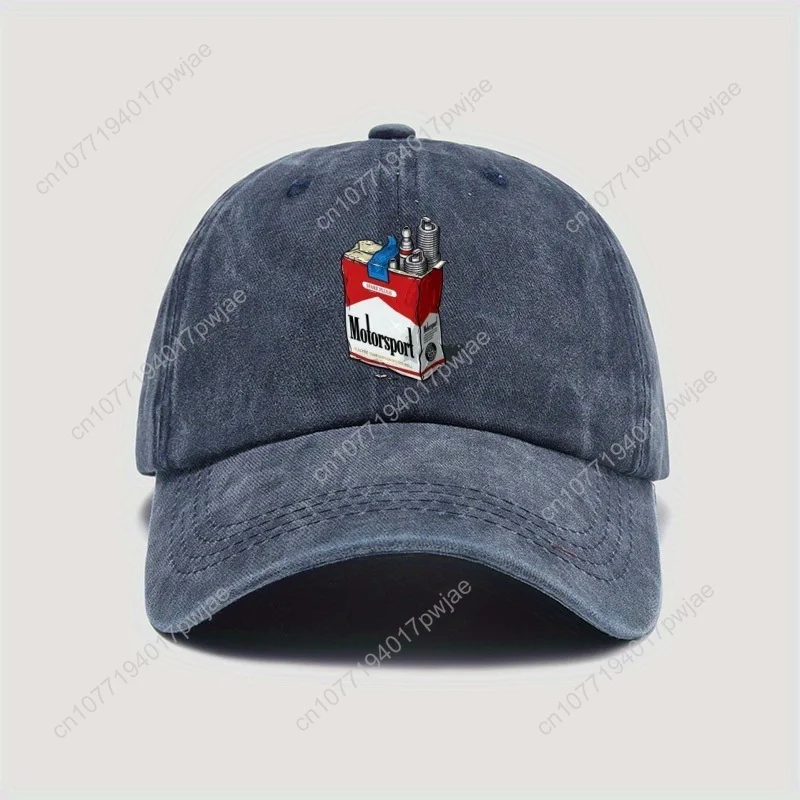 Boné de beisebol amarelo retrô "Motorsport" masculino – ajuste estruturado de poliéster leve com aba curvada, chapéu esportivo casual para Spri