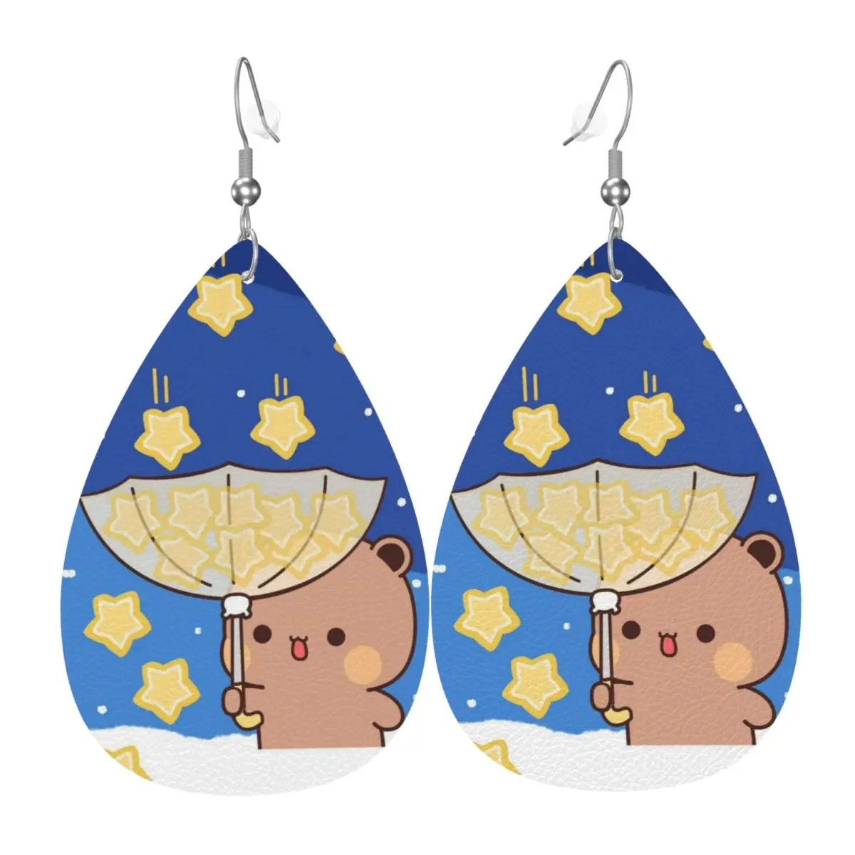 

Custom Funny Bubu And Dudu Leather Teardrop Earrings Fashion For Women Jewelry Accessories For Valentine's Day