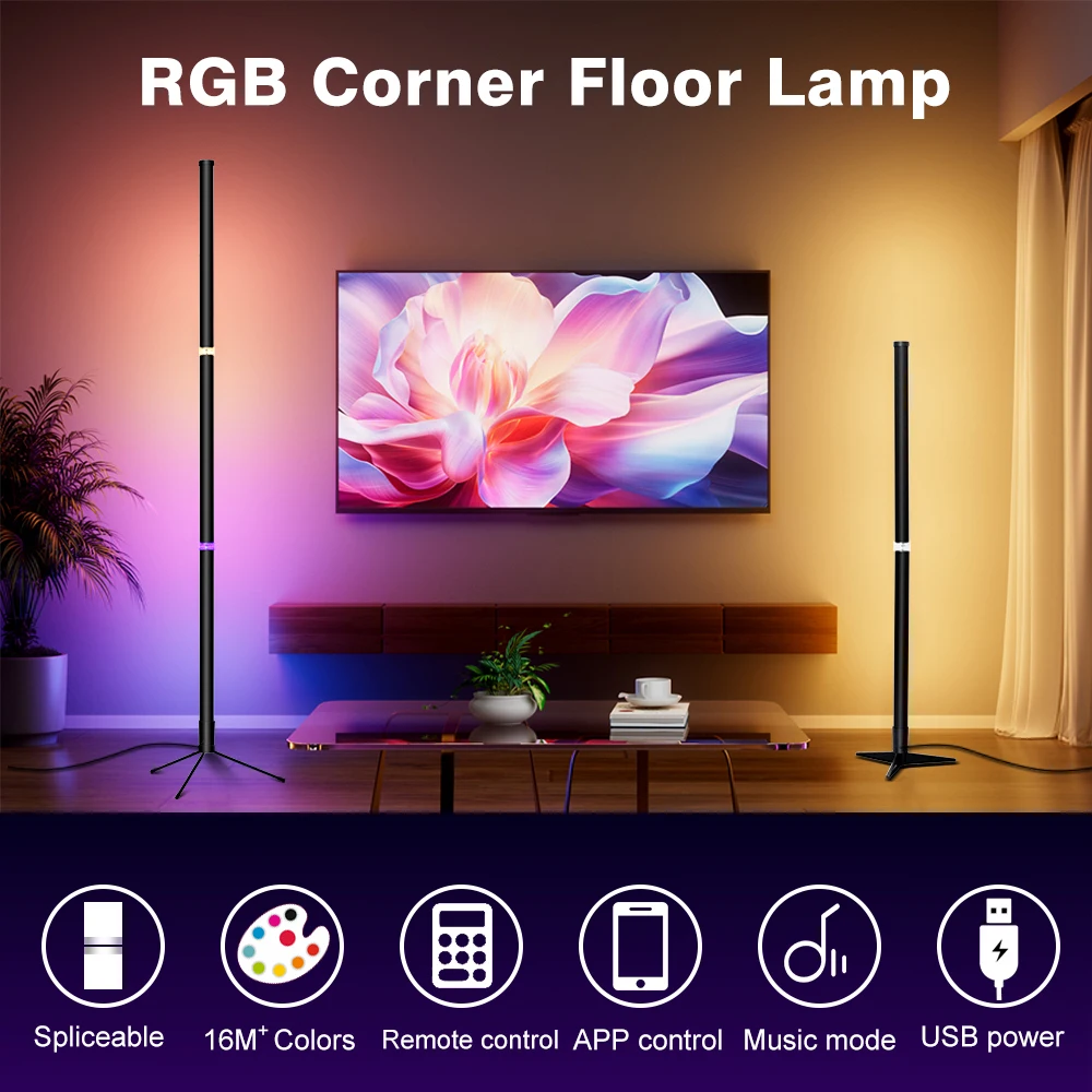 LED Floor Lamp 5V RGB Corner Light Suitable For Bedroom Fun Game Room Decorative Atmosphere Light with Three Control Methods