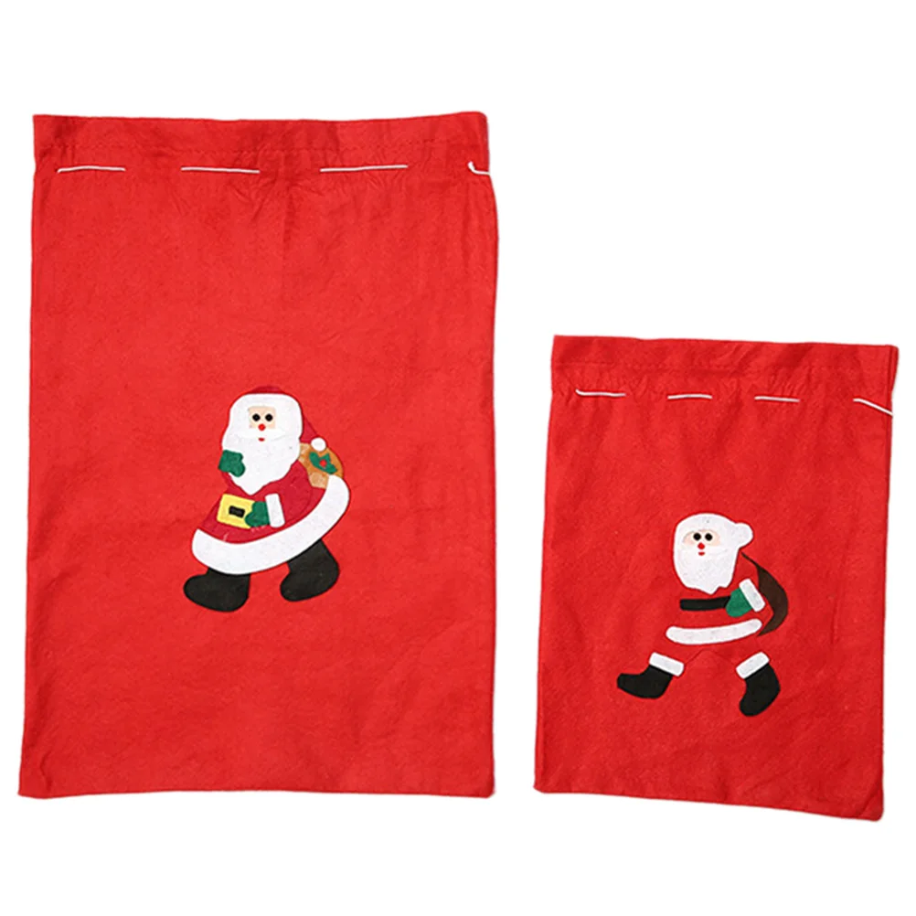 

2Pcs Santa Backpack Christmas Gift Bag Large Capacity Non woven Storage Pouches for Snacks Cookies Fruits Presents Holiday Goody