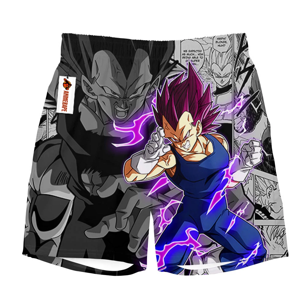 2026 Dragon Ball Super Vegeta Ultra Ego Manga Style Print Quick Dry Shorts Men Anime Saiyan God Casual Breathable Beach Shorts