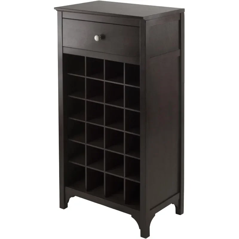 Winsome Ancona Modular 24 Bottle Wine Cabinet with Drawer 19.09W x 12.6D x 37.52H-Inches, Dark Espresso