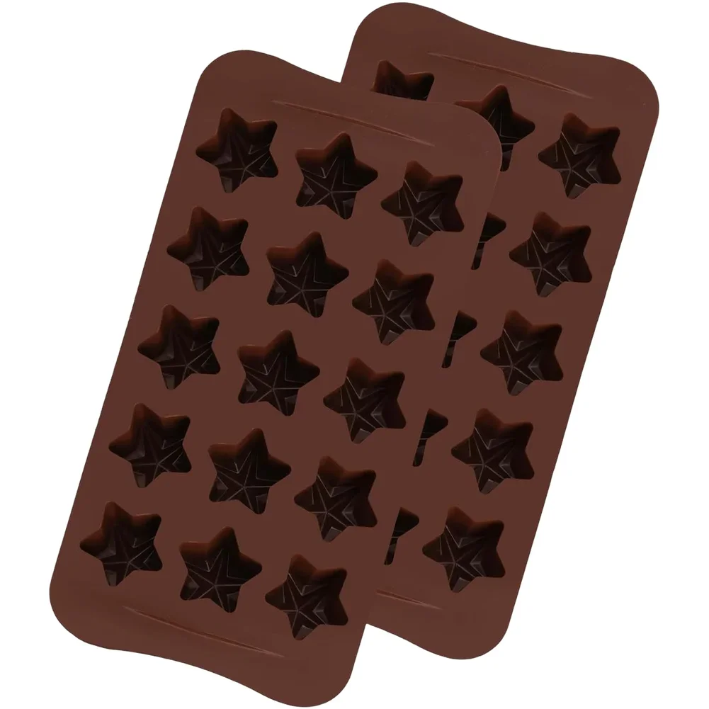 Star Shape Chocolate For MOLDing Set Includes 2 Silicone For MOLDs and 1 Scraper for For baking and Confection