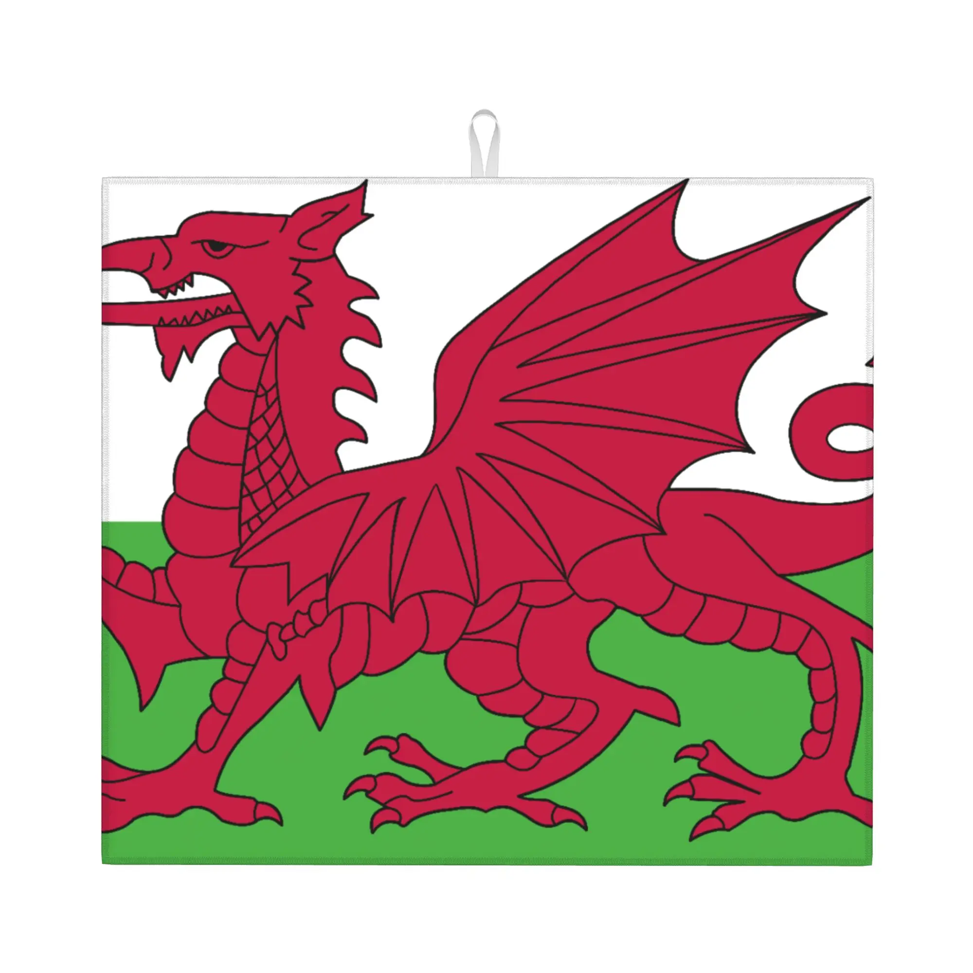Flag of Wales Non Slip Kitchen Counter Protector Mat Barware Tableware Reusable Welsh Dragon Bathroom Drying Mat For Kitchen