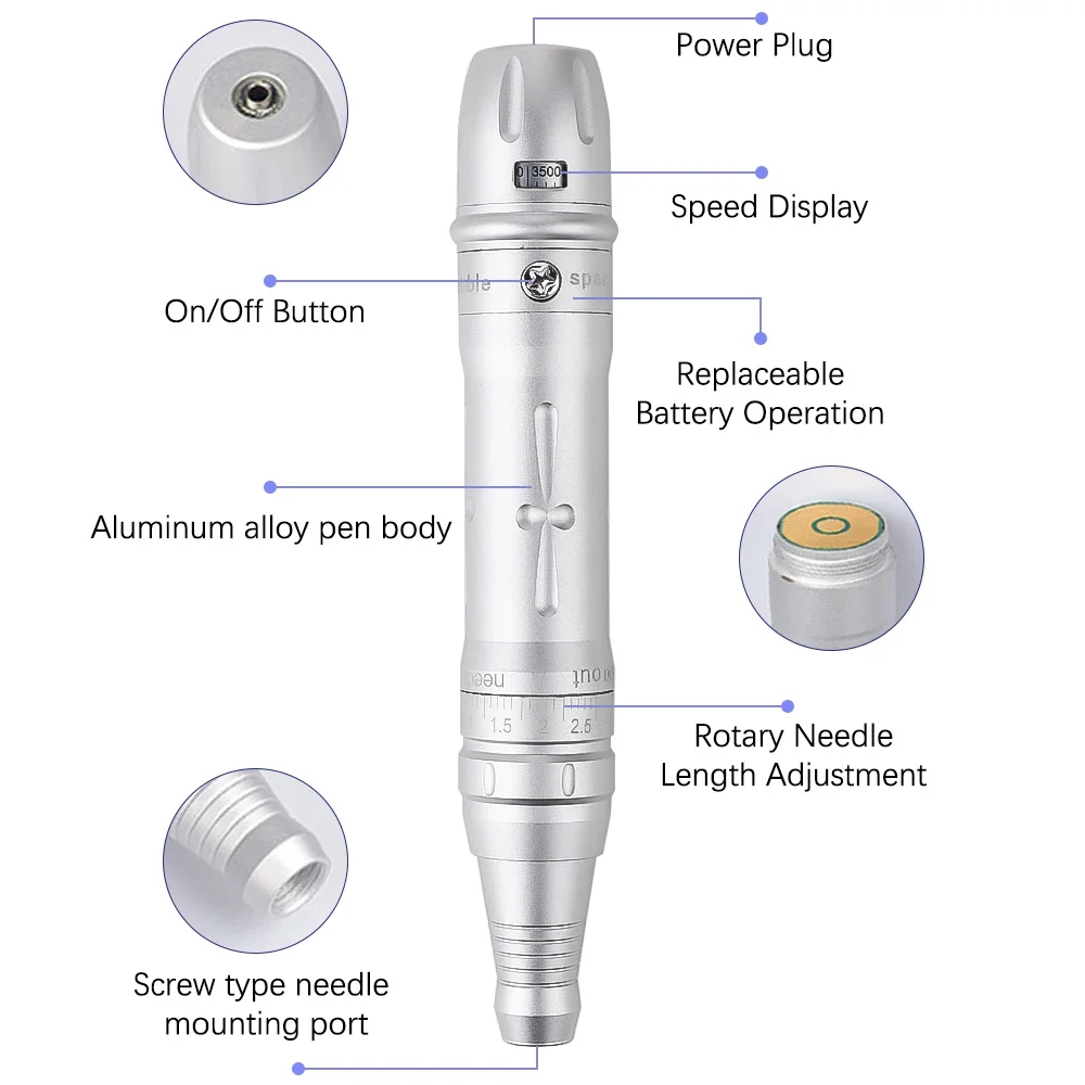 مجموعة ماكياج دائم أو إبرة Microblading، آلة الوشم لفن الحواجب والشفاه، بطانة العين، ووشم الشفاه