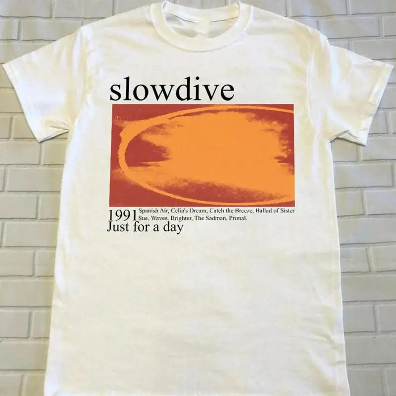 Slowdive Just For a Day Cotton White Full Size T Shirt