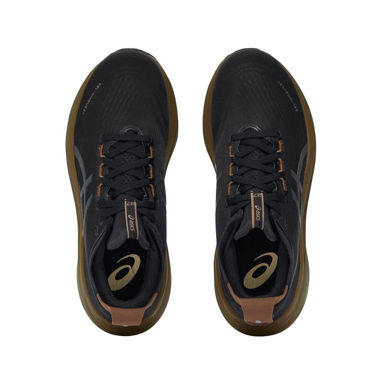 Asics Gel-Nimbus 27 نسيج مريح جلد صناعي قابل للتنفس منخفض القمة ماراثون احذية الجري للرجال أصفر وأسود #4