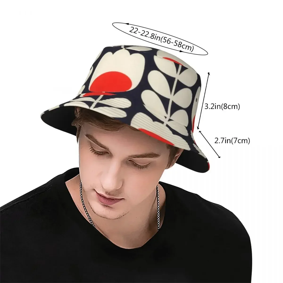 Orla Kiely, Multi Stem Flowers, Red,white Bucket Hats Panama For Man Woman Bob Hats Outdoor Fisherman Hats For Summer Unisex Cap