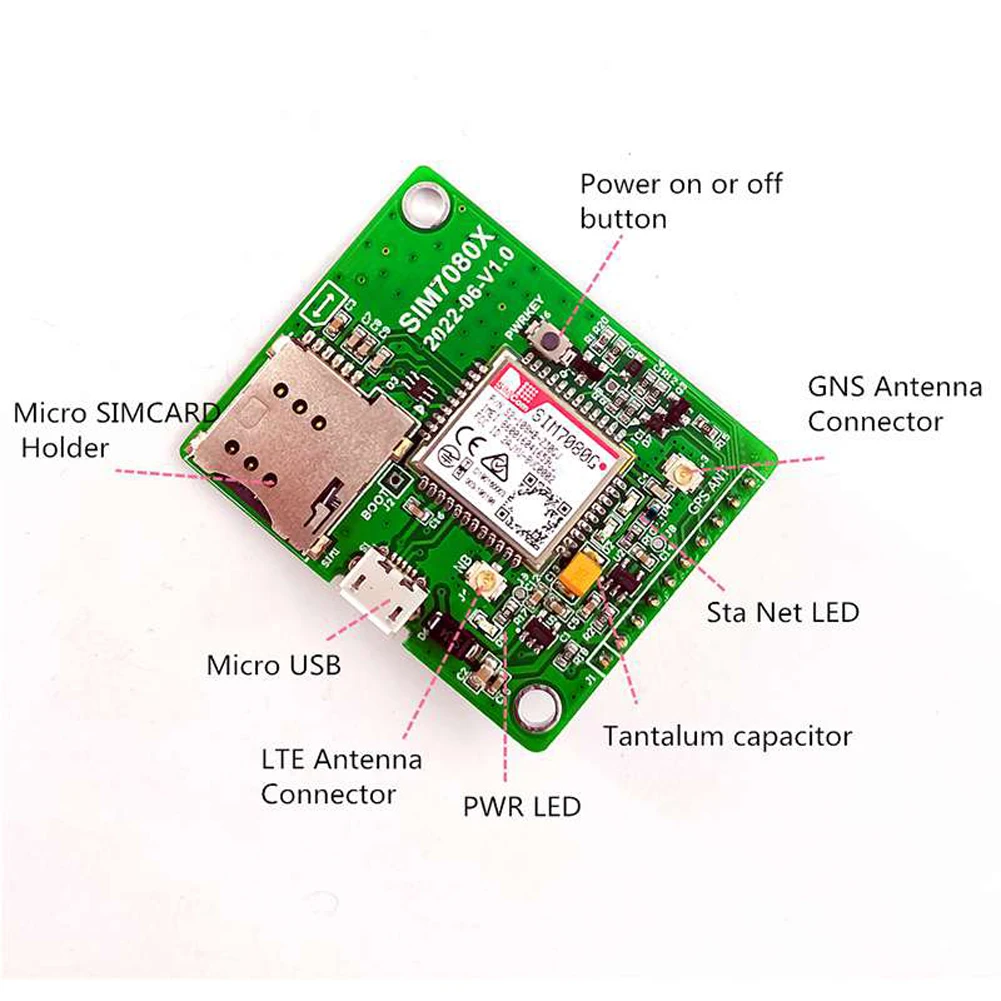 5 buah modul Breakout SIM7080G CAT-M LTE Multi-Band + NB-IoT Mode ganda UNV-SIM7080G UART GPIO SPI I2C kompatibel dengan SIM868