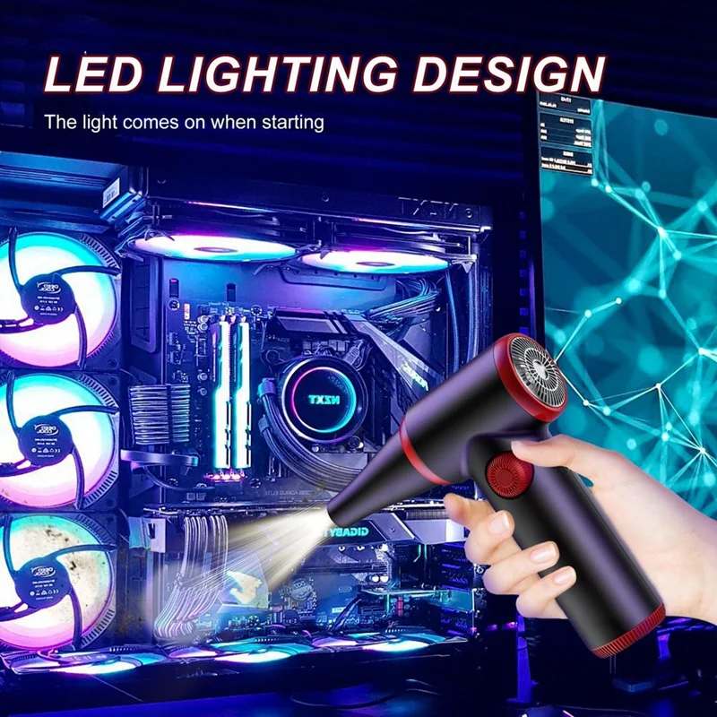 Compressed Air Duster Electric Air Duster 100500RPM With LED Light Rechargeable Air Blower For Computer PC