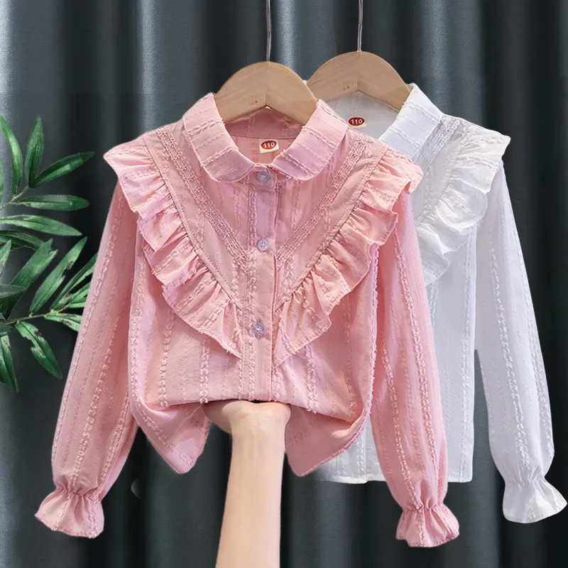 Girls' cotton Blouse Children's light outwear Clothing long-sleeved shirt girl's base layer shirt clothing