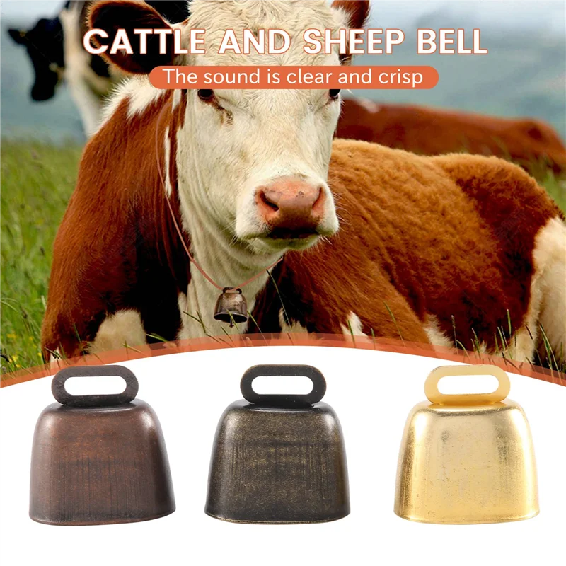 

A99I-6 Pieces Cow Horse Sheep Grazing Small Brass Bells Cowbell Retro Bell For Grazing Copper(Green Bronze, Red Bronze, Gold)