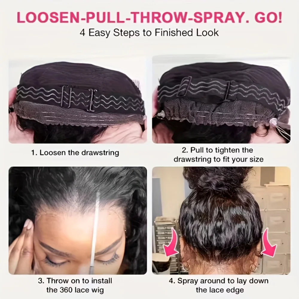 360 الدانتيل شعر مستعار أمامي موجة عميقة شعر الإنسان حزام غير مرئي 300% الكثافة قبل قطعها شعري مجعد موجة عميقة كامل الدانتيل الباروكات الأمامية