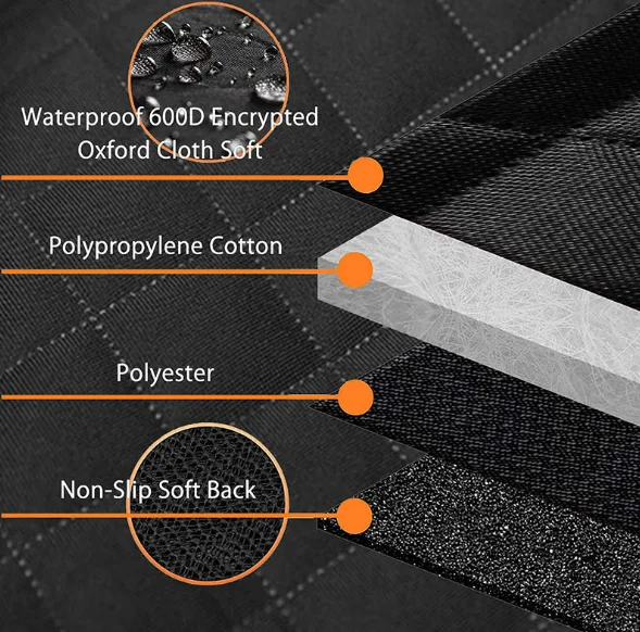 Waterproof Layer Oxford Fabric Foldable Anti-Slip Universal Fit Pet Car Hammock for Dogs Cats Rear Seat Cover Protector - view 6