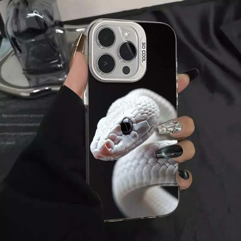 2025 White Snake FOR iphone16plus mobile phone case iPhone14 niche 12/13Promax new all-inclusive protective case