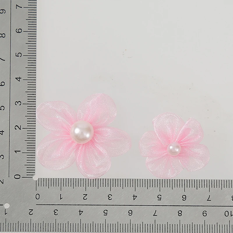 100 pçs fio de pérola flor apliques diy roupas de noiva decoração artesanato flores falsas com remendos de pérola artificial suprimentos de costura