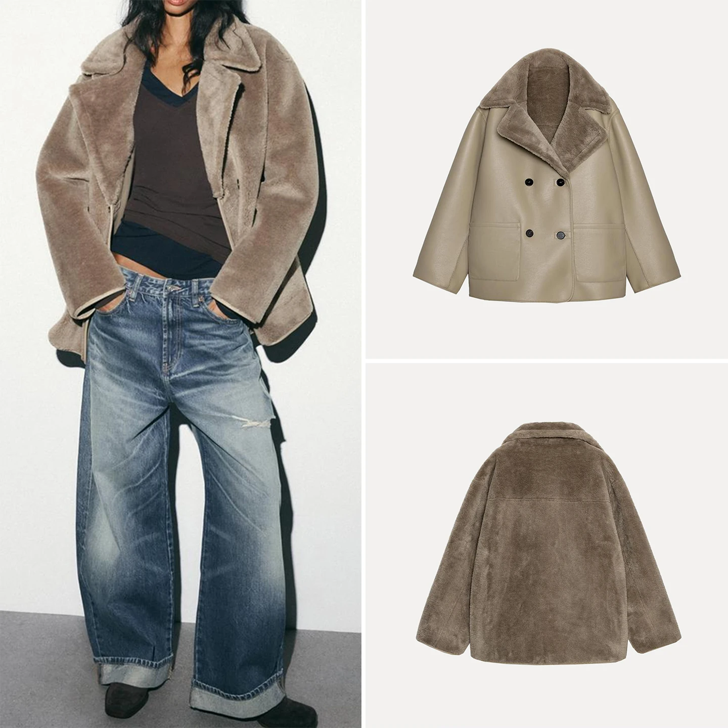 Z Abrigo personal Faionable de doble cara para mujer 2025 Nuevo abrigo de invierno Sle Stand Fit Abrigo largo de invierno Sve