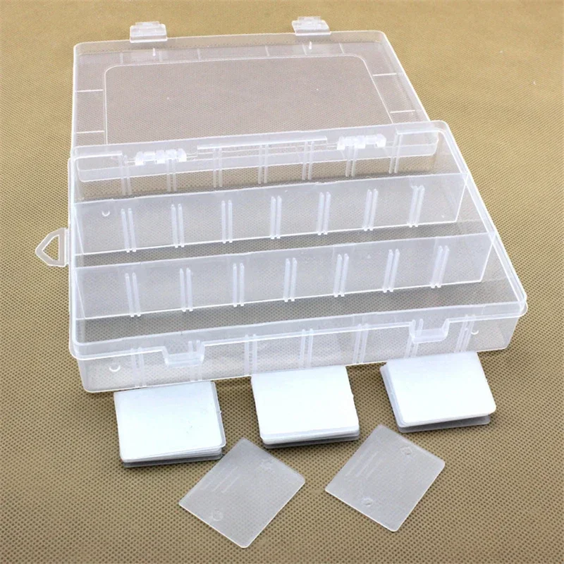 Plastic Jewelry Organizer Box 24 Grids Clear Storage Container Compartment Box with Adjustable Dividers Organizer Holder