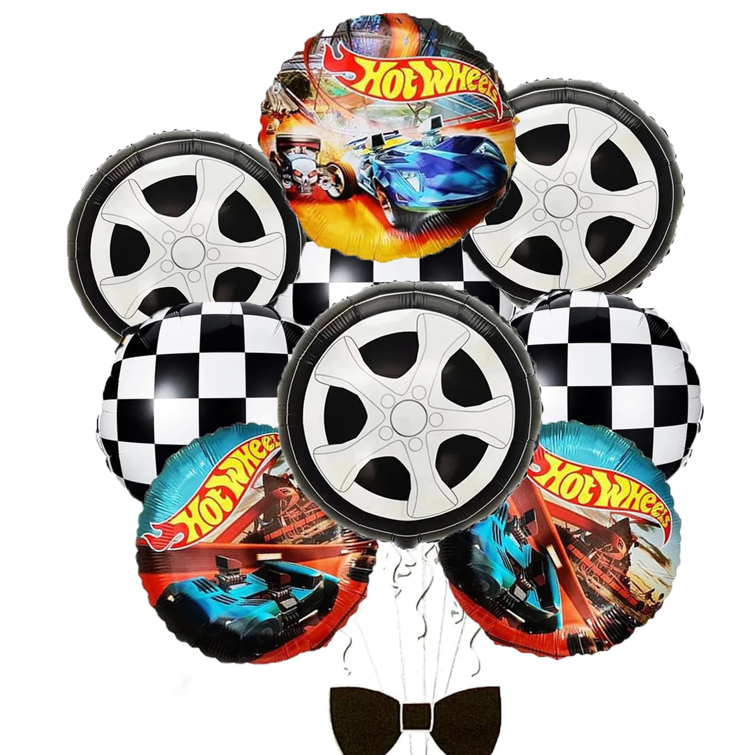 

9Pcs18 Inch Checkered Racing Balloons Hot Wheels Foil Balloons Set Baby Shower Birthday Party Supplies Boy Race Car Theme game