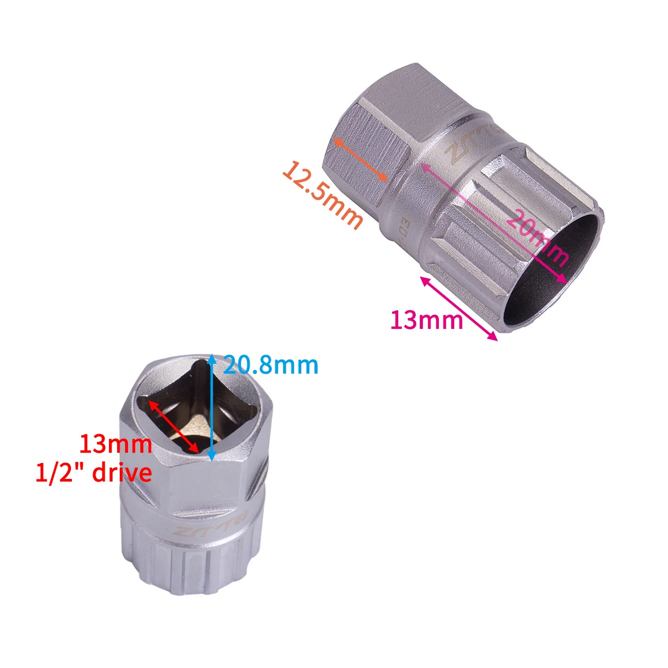 ZTTO CT03 Cassette Tool 1/2' Mount High-Strength Steel for 8-13 Speed K7 Center Lock HG XD Compatible with MTB And ROAD Bikes view 6