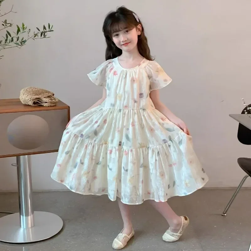 Fashion Summer Girls Dress New Dot Beach Long Dress for Girl Bohemia Children Princess Loose Dresses Costume Teen 8 10 12 14 Y
