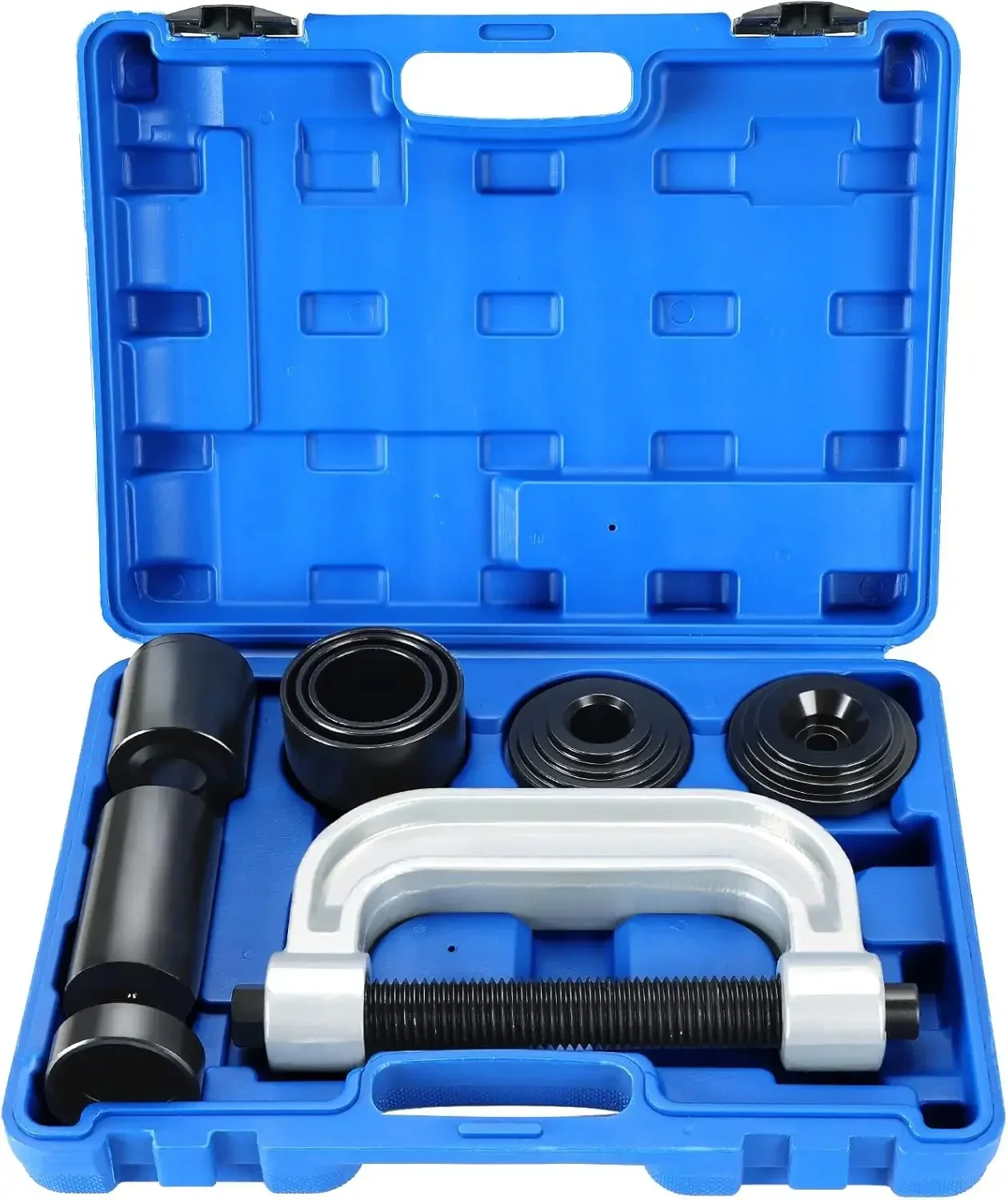 

Heavy duty ball joint press kit with U joint removal tools for 2WD/4WD cars & light trucks.