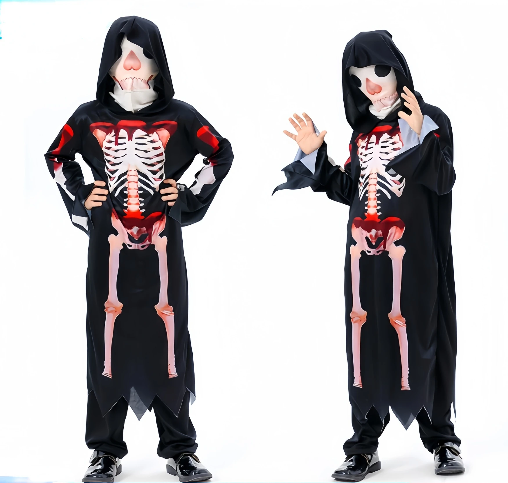 

Kids Scary Halloween Horror Skull Skeleton Grim Reaper Costume Child Spooky Ghost Outfit Carnival Party Funny Cosplay Costume