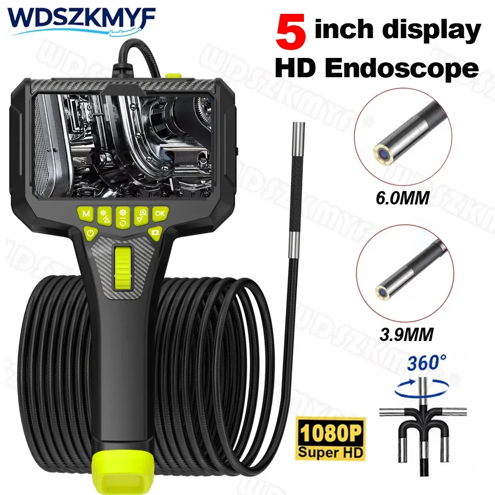 360° Steering Industrial Endoscope Camera 3.9mm/6mm HD lens Car Pipes Inspection With 5
