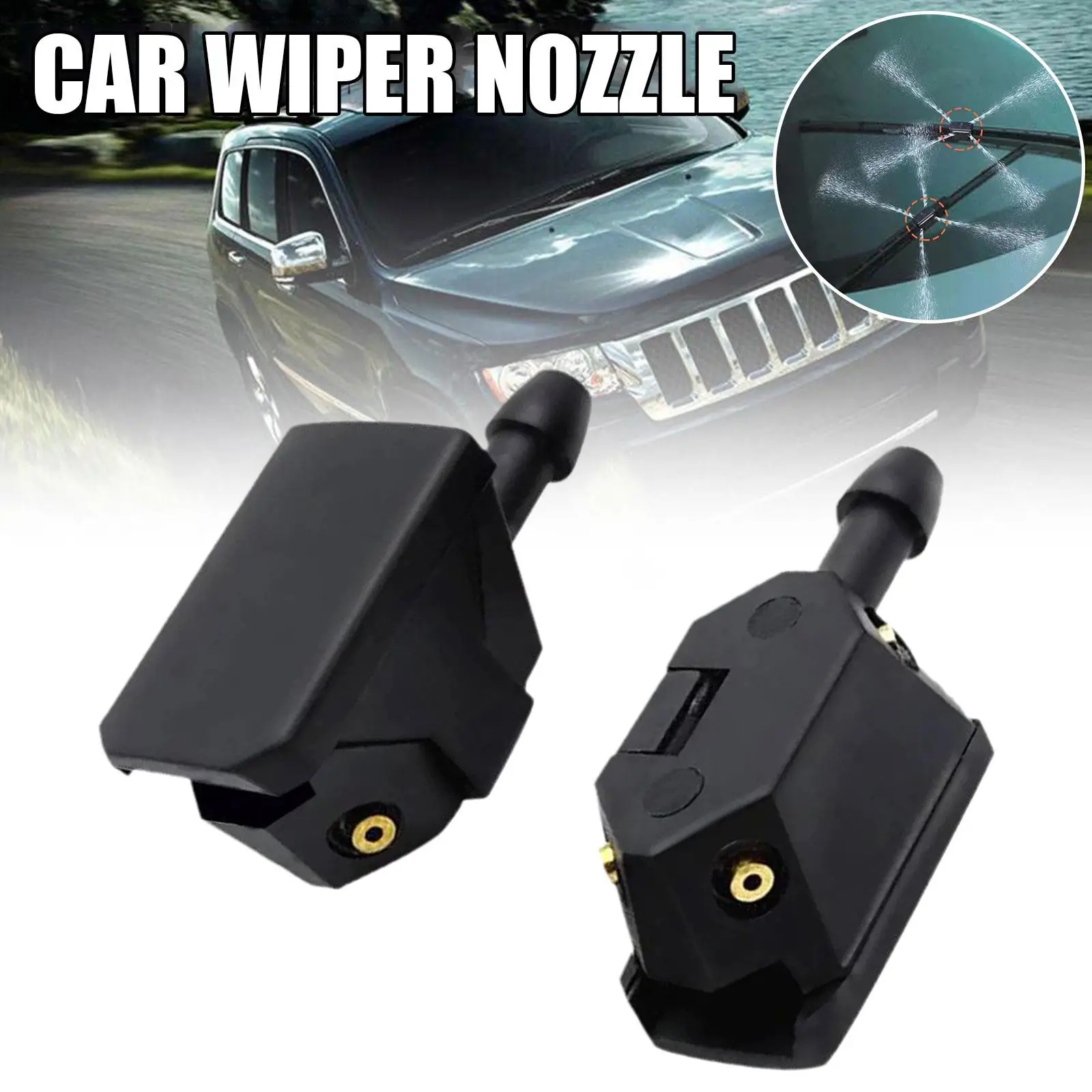 2Pcs Universal Car Windscreen Washer Wiper Water Spray Jets Nozzles Mounted Onto 8mm 9mm Arm Adjusted 4 Way Upgrade