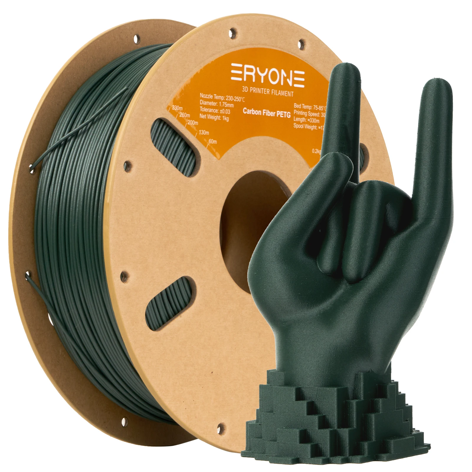 ERYONE PETG Kohlefaser 1 kg Filament 1,75 mm ± 0,03 mm Toleranz für FDM 3D-Drucker Hohe Zähigkeit Neuankömmling Schneller Versand
