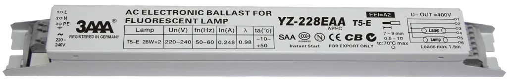 

3AAA Electronic Ballast YZ-228 EAA/YZ-328EAA T5-E 28W Ballast 2X28W 3X28