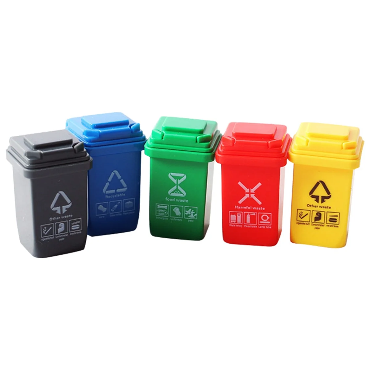 5Pcs Doll House Miniature Trash Can Model Accessories Furniture Toys Garbage Truck Cans Curbside Vehicle Bin Toy