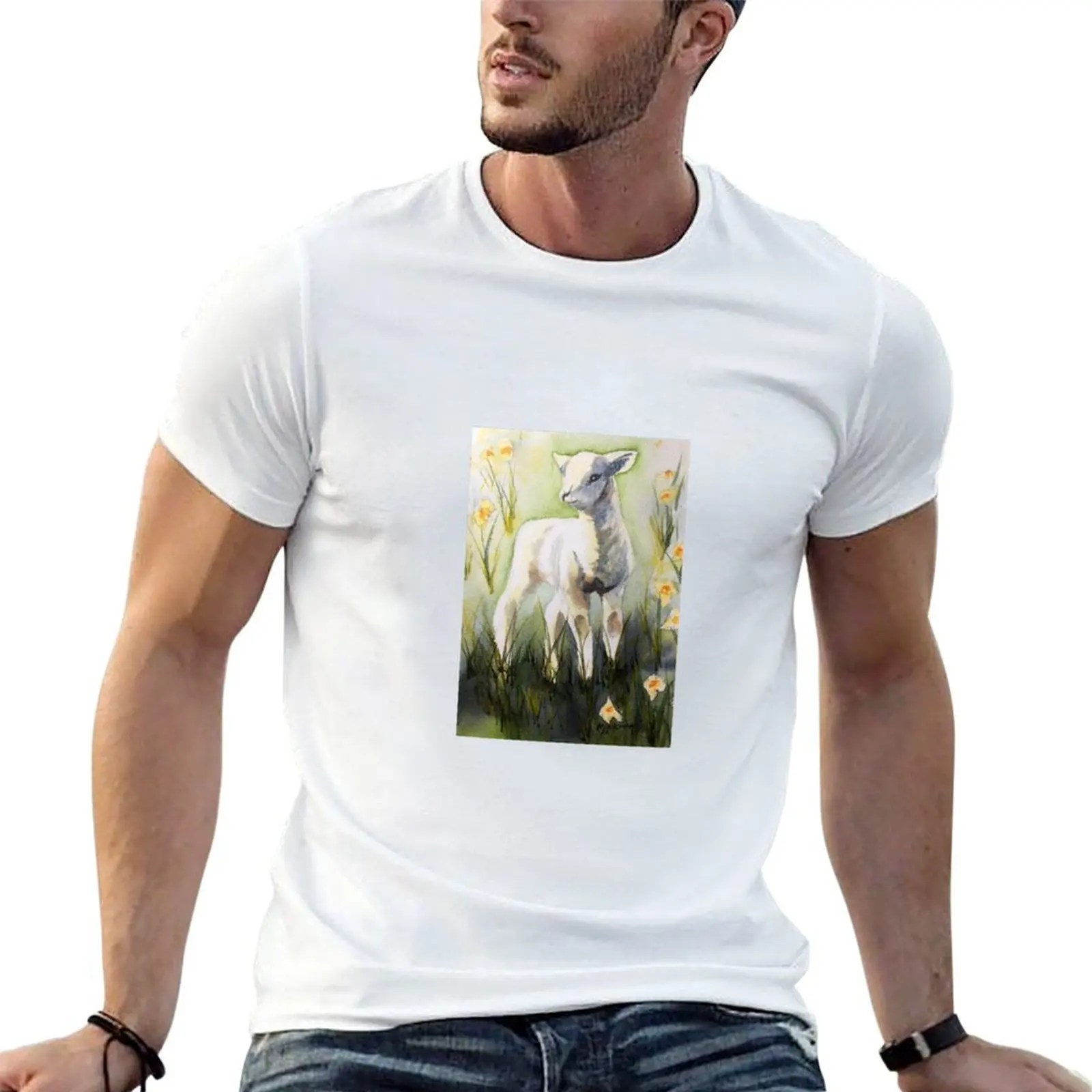 

Mary's Lamb.Watercolor T-Shirt man t shirt designer anime tshirt T-Shirt