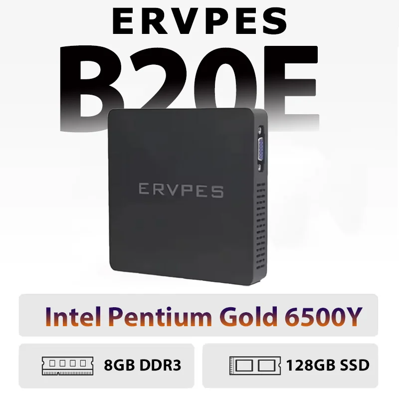 

Мини-ПК ERVPES B20E с Windows 11, 8 ГБ ОЗУ, 128 ГБ ПЗУ, процессором Intel Pentium Gold 6500Y, двухдиапазонным Wi-Fi, миниатюрный настольный компьютер
