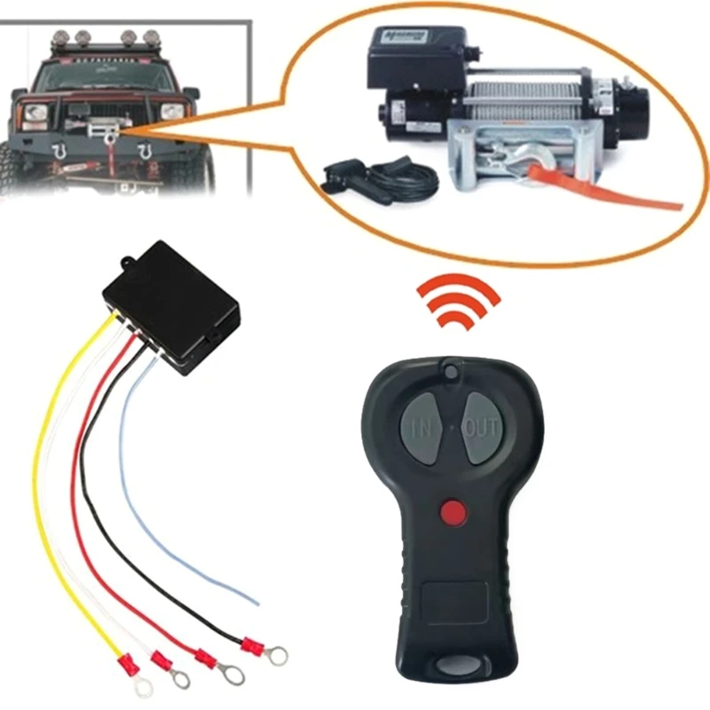 12V 433.92MHz Universal Recovery Wireless Electric Digital Winch Remote Control Fits ATV SUV Handset Controller