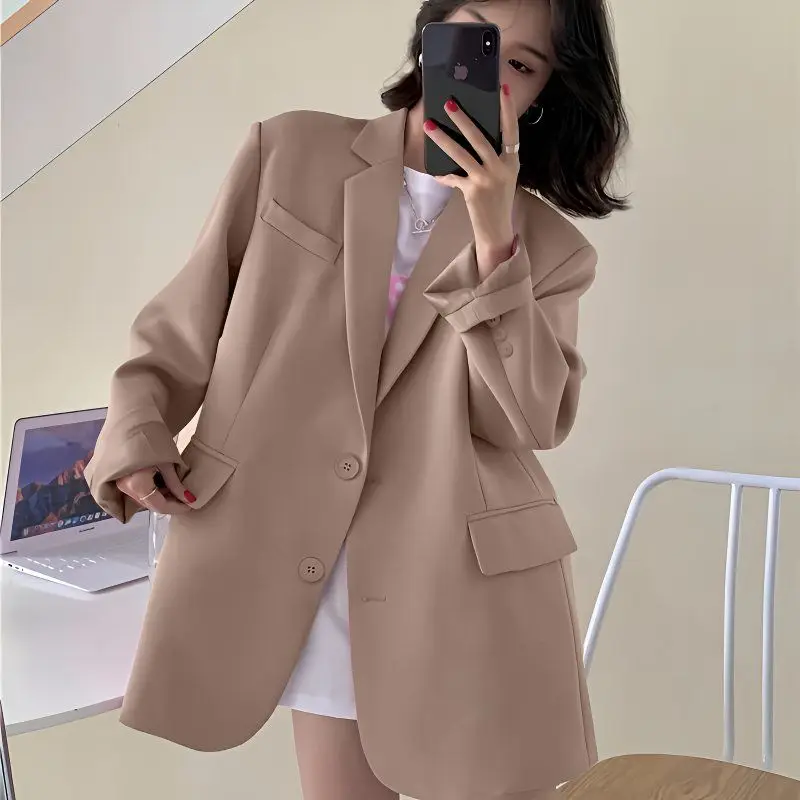Primavera otoño mujeres Blazers elegante coreano Casual traje sólido chaqueta de mujer nueva moda abrigos femeninos Oficina señora abrigo prendas de vestir exteriores
