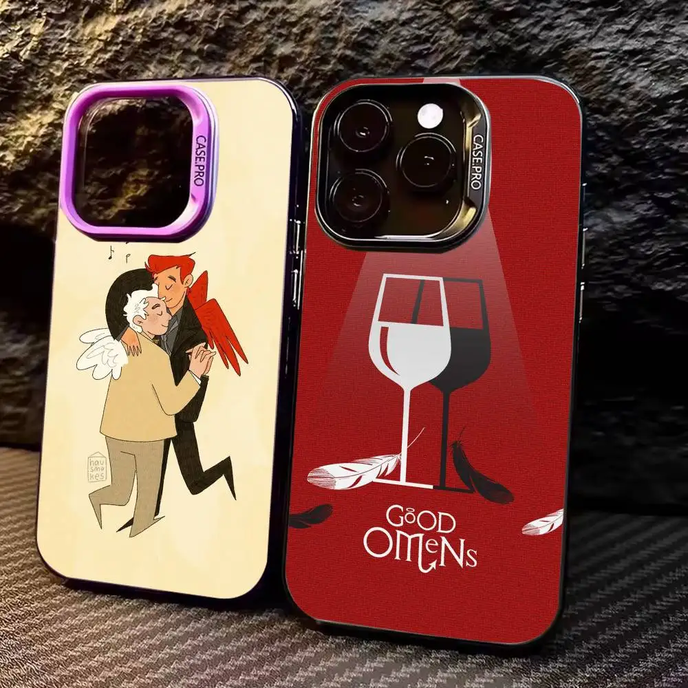 

Comedy G-Good O-Omens TV Phone Case For iPhone17,16,15,14,13,12,11 Plus,Pro Max Colored Silver Plated Inside Cover